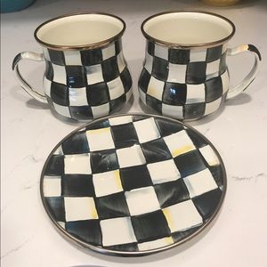 Mackenzie - childs two  coffee mugs and one saucer